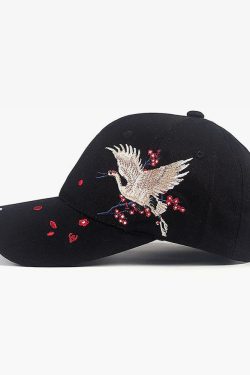 Y2K Summer Grunge Japanese Crane Cap - 90S Retro Fashion, Y2K Club & Party Outfits