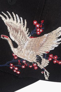 Y2K Summer Grunge Japanese Crane Cap - 90S Retro Fashion, Y2K Club & Party Outfits