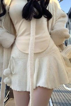 Y2K Summer Grunge Mini Skirt - Elastic Knitted A-Line, Retro 90S Party, Korean Designer Style