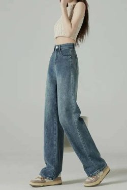 Y2K Summer High Waist Straight Jeans - 90S Grunge Streetwear Denim Pants For Women