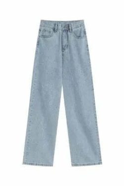 Y2K Summer High Waist Straight Jeans - 90S Grunge Streetwear Denim Pants For Women