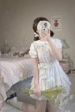 Y2K Summer Kawaii Peter Pan Collar Lace Blouse - Retro 90S Lolita Mesh Top, Sweet Grunge Fashion