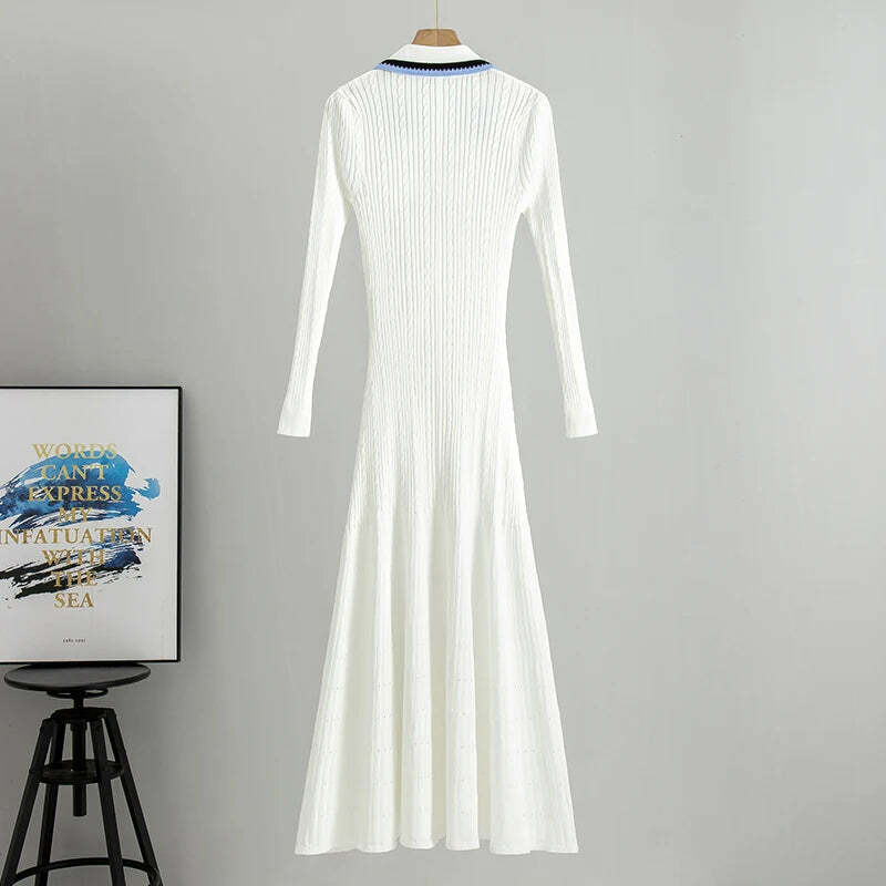 Y2K Summer Knit Dress - Elegant Long Sweater, Retro 90S Grunge, Casual Commuter Style Y2K Summer Knit Dress - Elegant Long Sweater, Retro 90S Grunge, Casual Commuter Style