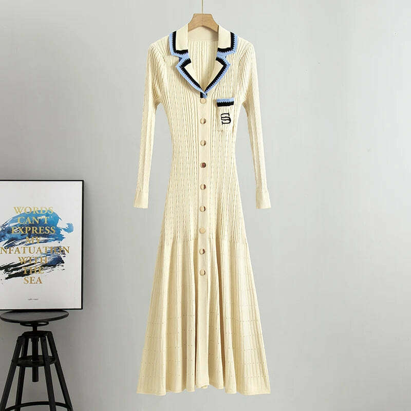 Y2K Summer Knit Dress - Elegant Long Sweater, Retro 90S Grunge, Casual Commuter Style Y2K Summer Knit Dress - Elegant Long Sweater, Retro 90S Grunge, Casual Commuter Style