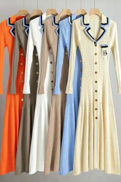 Y2K Summer Knit Dress - Elegant Long Sweater, Retro 90S Grunge, Casual Commuter Style