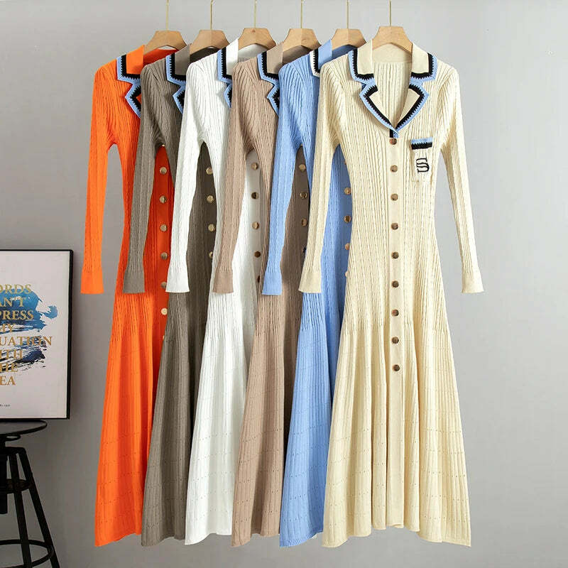 Y2K Summer Knit Dress - Elegant Long Sweater, Retro 90S Grunge, Casual Commuter Style Y2K Summer Knit Dress - Elegant Long Sweater, Retro 90S Grunge, Casual Commuter Style