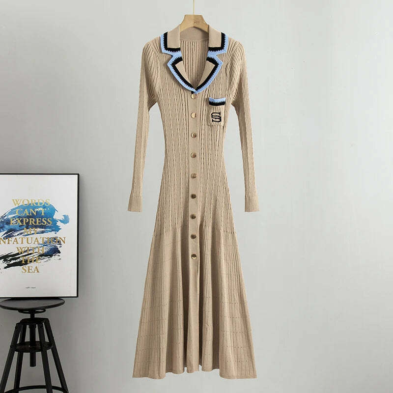 Y2K Summer Knit Dress - Elegant Long Sweater, Retro 90S Grunge, Casual Commuter Style Y2K Summer Knit Dress - Elegant Long Sweater, Retro 90S Grunge, Casual Commuter Style