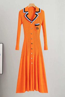 Y2K Summer Knit Dress - Elegant Long Sweater, Retro 90S Grunge, Casual Commuter Style