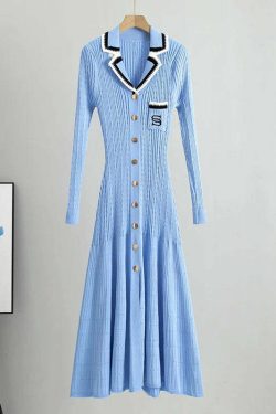 Y2K Summer Knit Dress - Elegant Long Sweater, Retro 90S Grunge, Casual Commuter Style