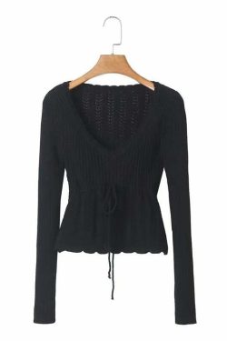 Y2K Summer Knitted Blouse - Retro 90S Grunge, Pastel Goth, Y2K Party & Club Outfits