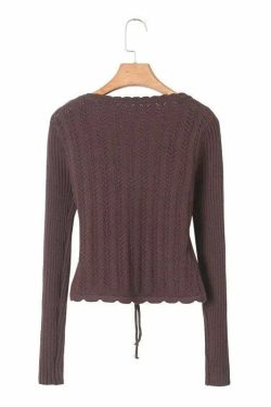 Y2K Summer Knitted Blouse - Retro 90S Grunge, Pastel Goth, Y2K Party & Club Outfits