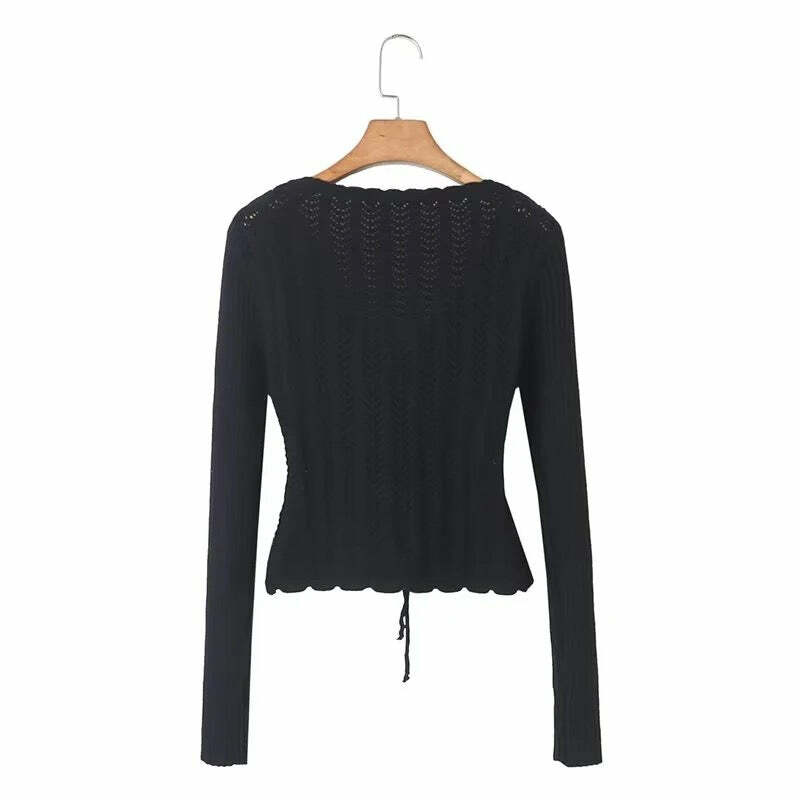 Y2K Summer Knitted Blouse - Retro 90S Grunge, Pastel Goth, Y2K Party & Club Outfits