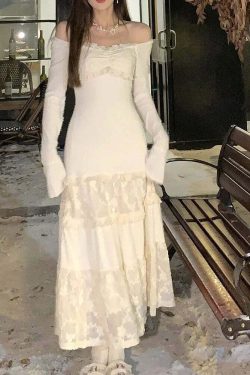 Y2K Summer Knitted Lace Patchwork Midi Dress - Retro 90S Grunge Princess Party Outfit