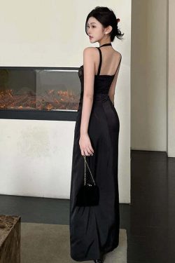 Y2K Summer Lace Splicing Slim High Split Dress - Sexy Grunge Spice Girl 90S Fashion Outfit