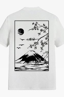 Y2K Summer Mount Fuji Shirt - Retro 90S Grunge, Pastel Goth, Y2K Club & Party Outfits