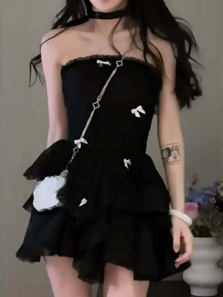 Y2K Summer Party Black Corset Mini Dress - Sleeveless Bodycon Lace One Piece For Women Y2K Summer Party Black Corset Mini Dress - Sleeveless Bodycon Lace One Piece For Women