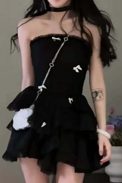 Y2K Summer Party Black Corset Mini Dress - Sleeveless Bodycon Lace One Piece For Women