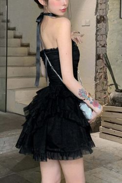 Y2K Summer Party Black Corset Mini Dress - Sleeveless Bodycon Lace One Piece For Women