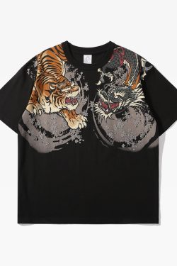 Y2K Summer Retro Japanese Tiger Shirt - 90S Grunge, Pastel Goth, Hip Hop, Y2K Club Outfits