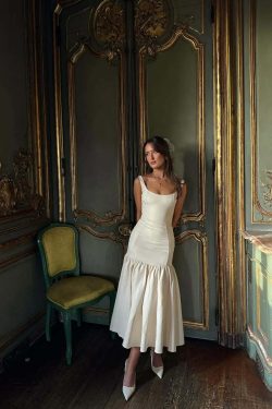 Y2K Summer Ruffle Dress - Slim Solid Square Collar Sleeveless Vestidos, 90S Grunge Party Fashion