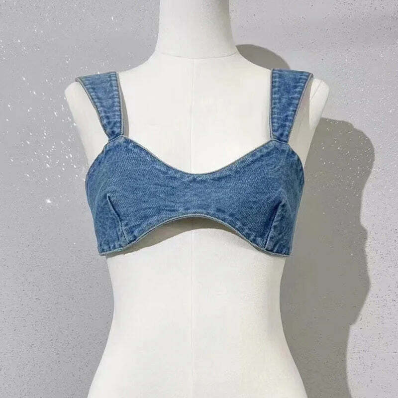 Y2K Summer Sexy Denim Strapless Top - Cute, Versatile, Retro 90S Grunge Jean Vest