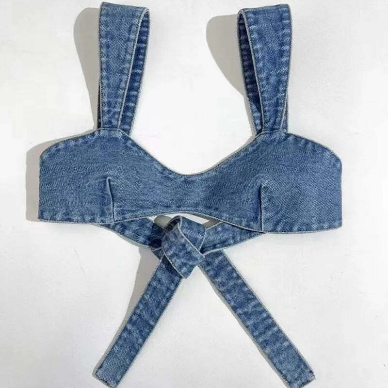 Y2K Summer Sexy Denim Strapless Top - Cute, Versatile, Retro 90S Grunge Jean Vest