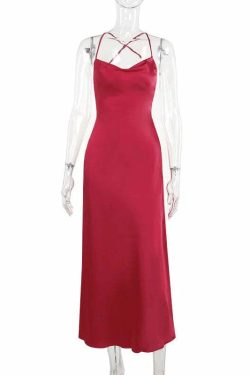 Y2K Summer Sexy Satin Backless Dress - Slim Suspender A-Line Club Outfit, Retro 90S Fashion