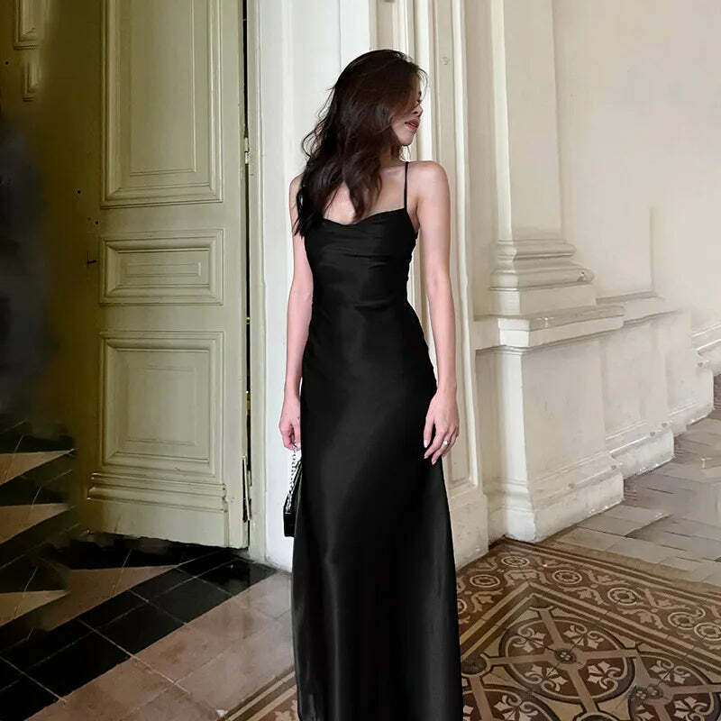 Y2K Summer Sexy Satin Backless Dress - Slim Suspender A-Line Club Outfit, Retro 90S Fashion Y2K Summer Sexy Satin Backless Dress - Slim Suspender A-Line Club Outfit, Retro 90S Fashion