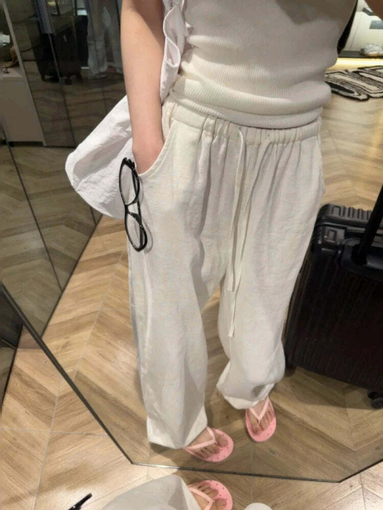Y2K Summer Wide-Leg Pants - 90S Grunge Retro Fashion Loose Casual Trousers For Women
