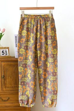 Y2K Summer Women'S Pajamas - 100% Cotton Crepe Pants, Comfortable Loose Fit, Retro 90S Style