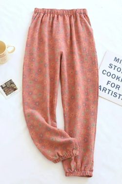 Y2K Summer Women'S Pajamas - 100% Cotton Crepe Pants, Comfortable Loose Fit, Retro 90S Style