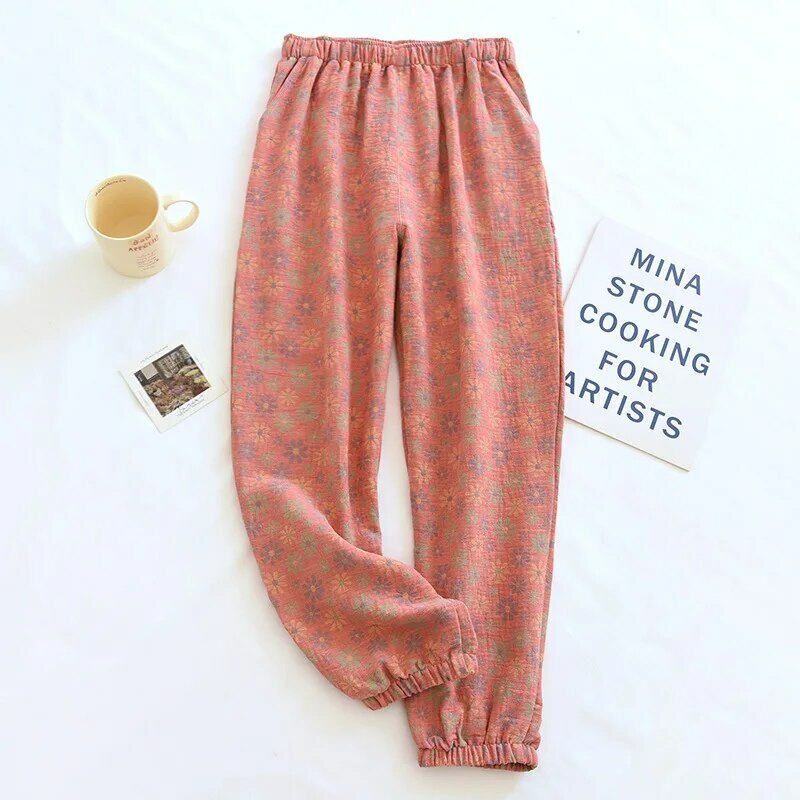 Y2K Summer Women'S Pajamas - 100% Cotton Crepe Pants, Comfortable Loose Fit, Retro 90S Style
