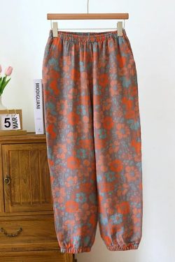 Y2K Summer Women'S Pajamas - 100% Cotton Crepe Pants, Comfortable Loose Fit, Retro 90S Style