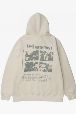 Y2K Teddy Bear Print Hoodie - Retro 90S Grunge, Summer Outfits, Y2K Fashion For Women