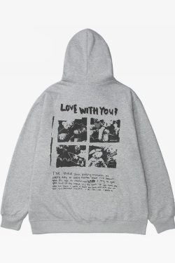 Y2K Teddy Bear Print Hoodie - Retro 90S Grunge, Summer Outfits, Y2K Fashion For Women