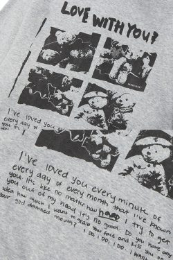 Y2K Teddy Bear Print Hoodie - Retro 90S Grunge, Summer Outfits, Y2K Fashion For Women