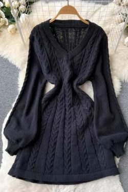 Y2K V-Neck Lantern Sleeve Mini Dress - 90S Grunge, Retro, Pastel Goth, Summer Y2K Outfits