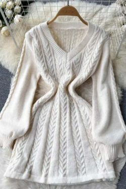 Y2K V-Neck Lantern Sleeve Mini Dress - 90S Grunge, Retro, Pastel Goth, Summer Y2K Outfits