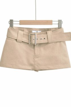 Y2K Vintage Black Cargo Mini Skirt With Belt - Korean Fashion Summer Retro 90S Grunge Outfit