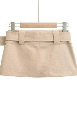 Y2K Vintage Black Cargo Mini Skirt With Belt - Korean Fashion Summer Retro 90S Grunge Outfit