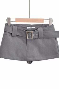 Y2K Vintage Black Cargo Mini Skirt With Belt - Korean Fashion Summer Retro 90S Grunge Outfit