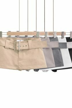 Y2K Vintage Black Cargo Mini Skirt With Belt - Korean Fashion Summer Retro 90S Grunge Outfit