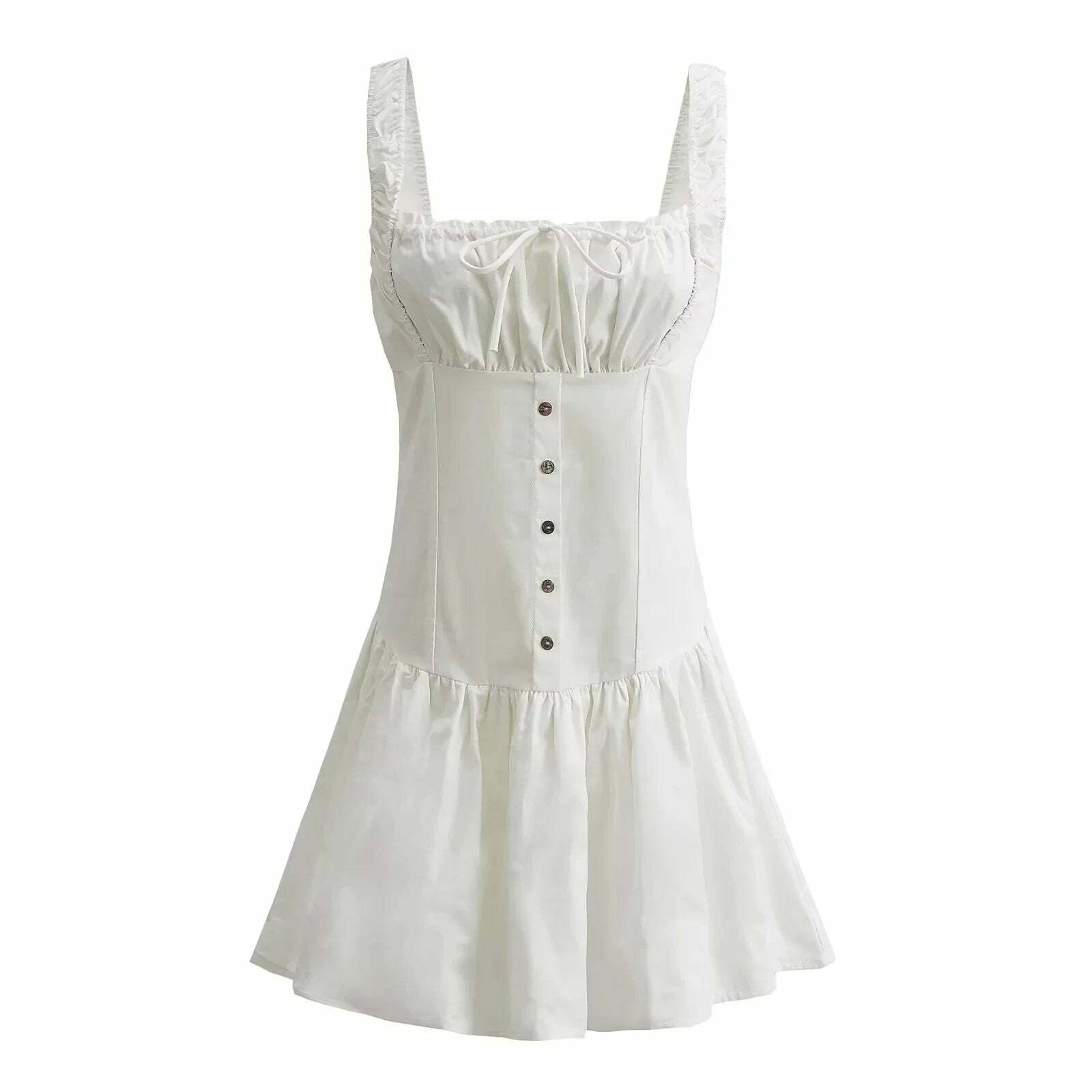 Y2K White Bowknot Tank Dress - Elegant Sleeveless Maxi Sundress, Retro 90S Summer Beach Chic