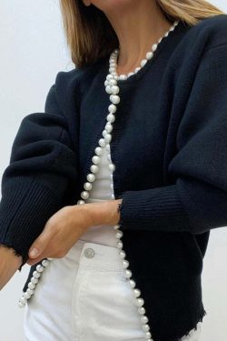 Zia Pearl Cardigan - Y2K Summer Grunge, 90S Retro, Pastel Goth, Y2K Party &