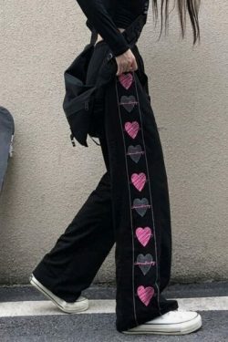 Zoey Heart Pants - Y2K Summer Grunge Outfit, 90S Fashion, Retro Style, Y2K Club & Party Look