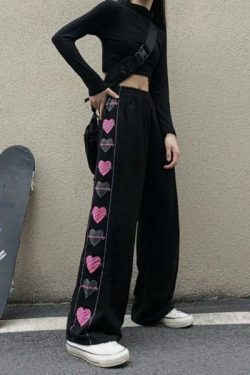 Zoey Heart Pants - Y2K Summer Grunge Outfit, 90S Fashion, Retro Style, Y2K Club & Party Look