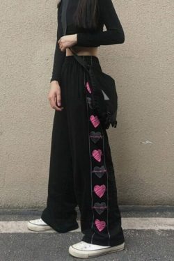 Zoey Heart Pants - Y2K Summer Grunge Outfit, 90S Fashion, Retro Style, Y2K Club & Party Look