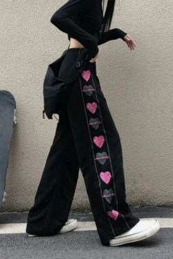 Zoey Heart Pants - Y2K Summer Grunge Outfit, 90S Fashion, Retro Style, Y2K Club & Party Look