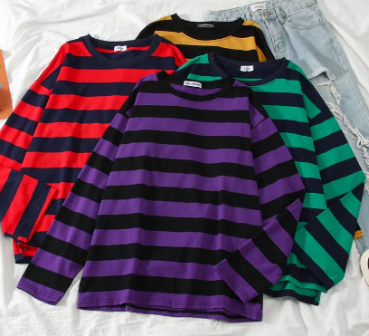Zoey Long Sleeve Striped Shirt - Y2K Summer, 90S Grunge, Retro, Pastel Goth, Y2K Club Outfit