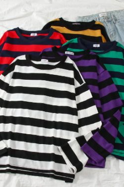 Zoey Long Sleeve Striped Shirt - Y2K Summer, 90S Grunge, Retro, Pastel Goth, Y2K Club Outfit